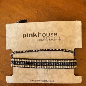 NWT- Pinkhouse Black and Gold Beaded Wrap Watch Bracelet